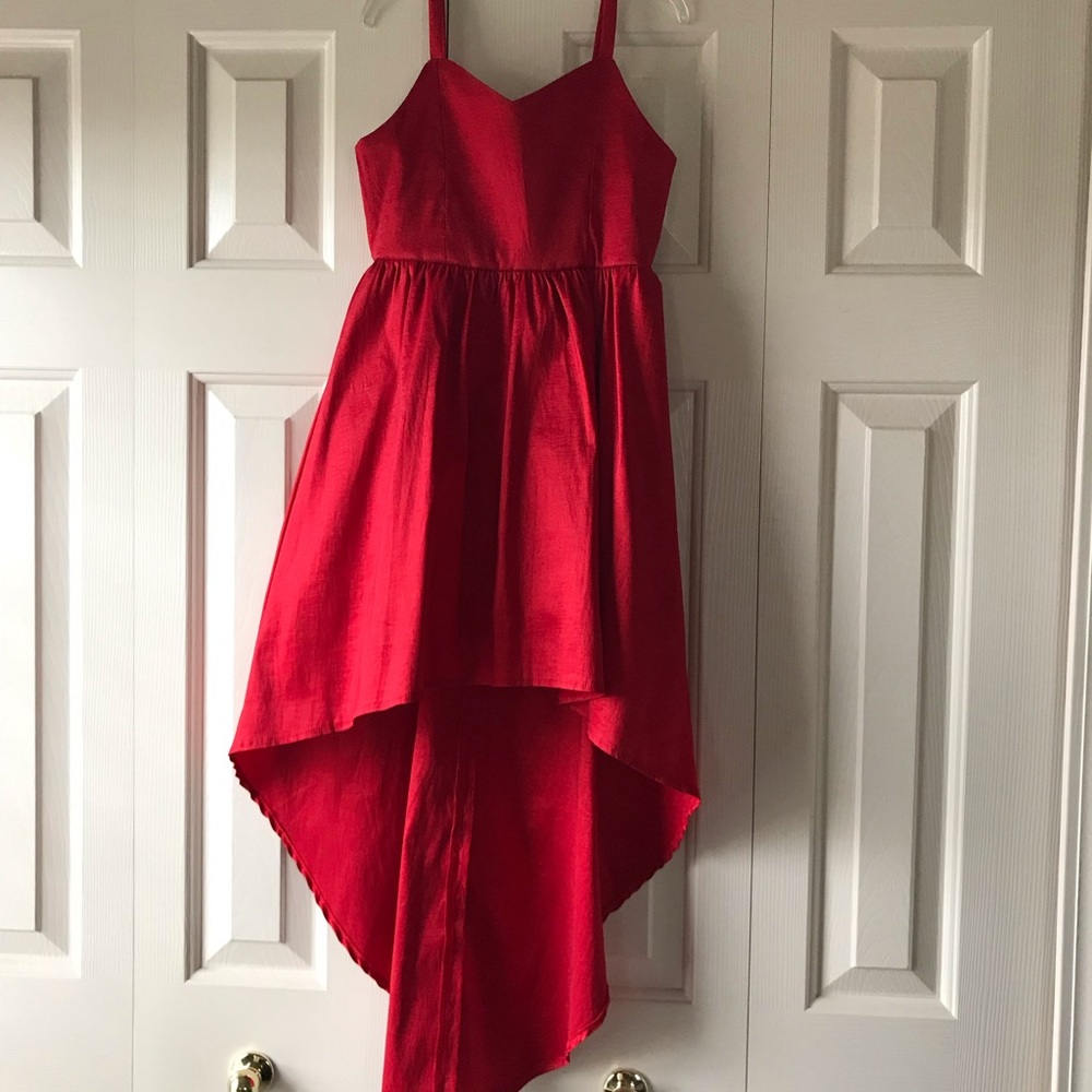 Red Satin high-low dress